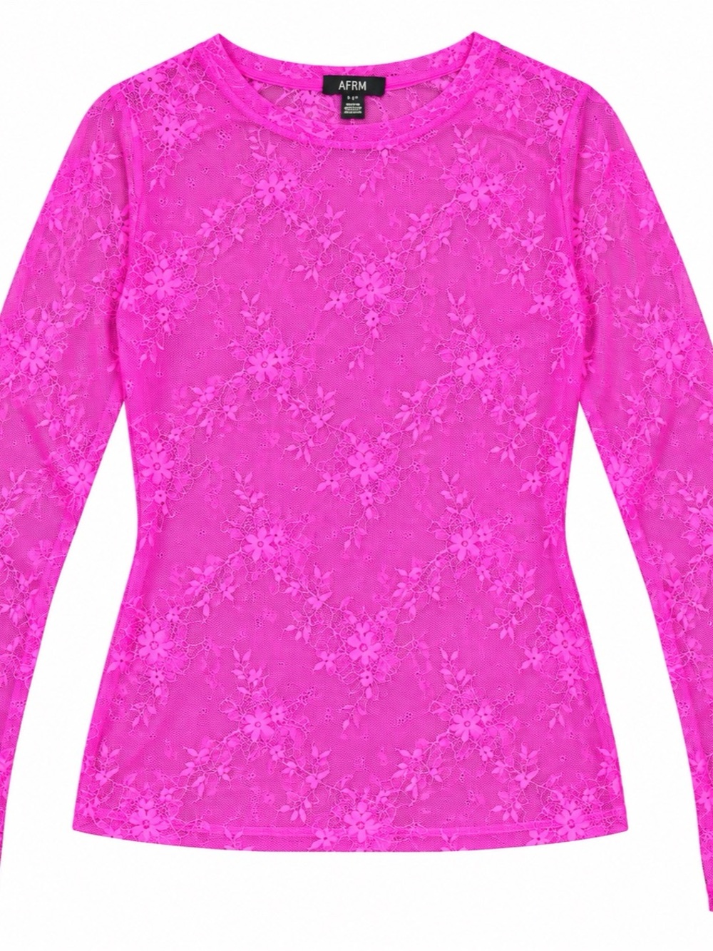 AFRM Long Sleeve Mesh Top Floral Pink Small
